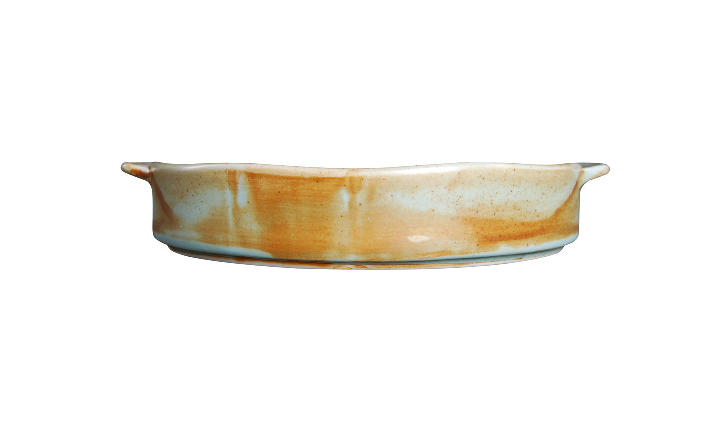 BK-2060 – 7'' Rd. Baking Dish W/Handle Fire Earth 10 Oz.