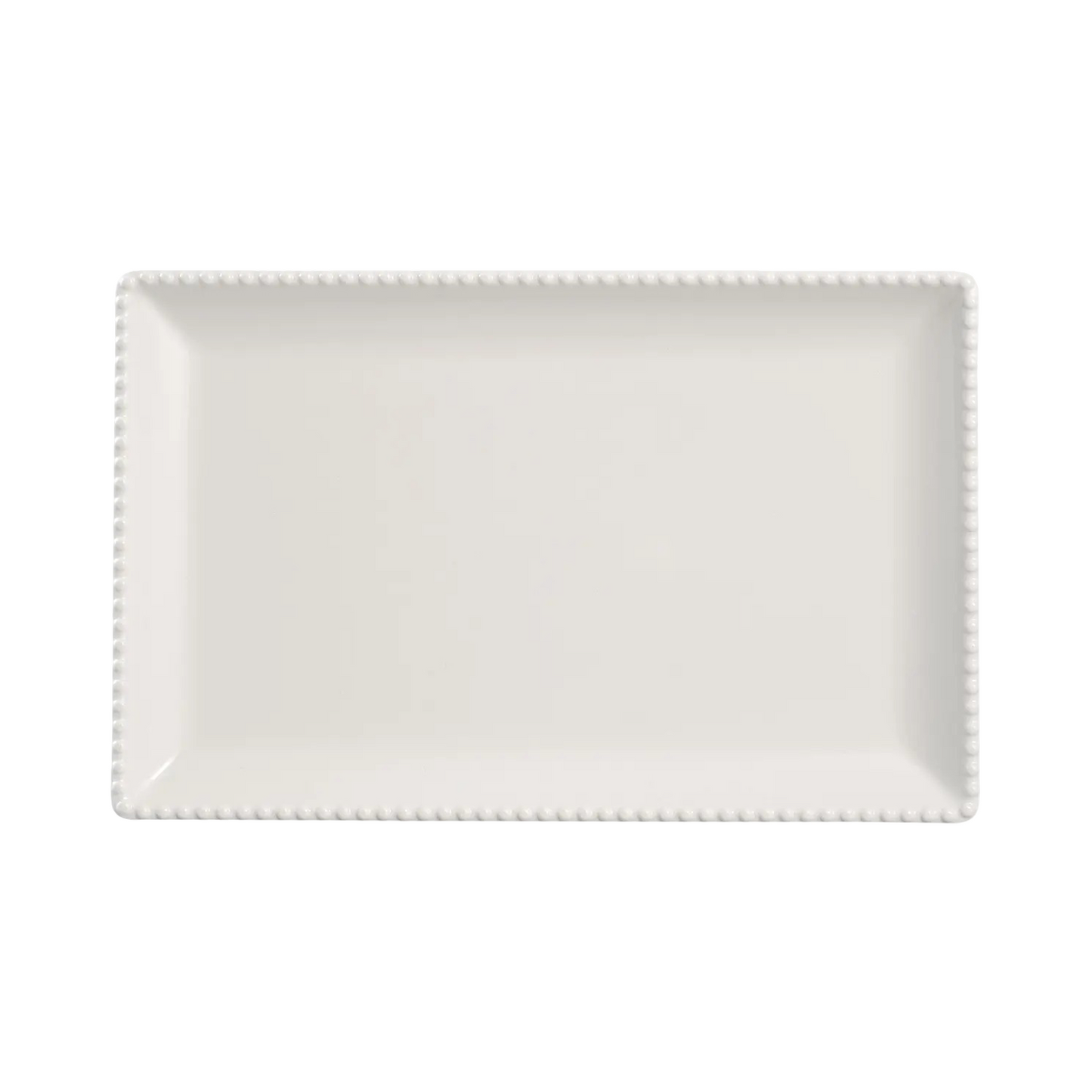 MM-5250 - 14x9'' Rectangular Melamine Beaded Platter, Durable White