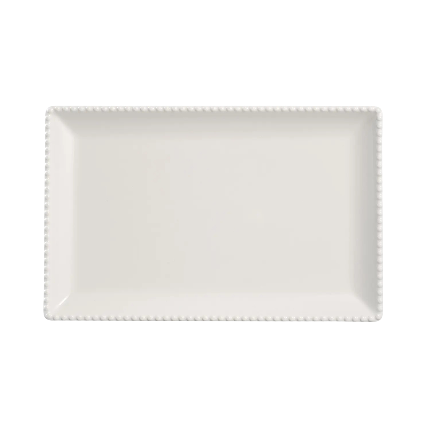 MM-5250 - 14x9'' Rectangular Melamine Beaded Platter, Durable White
