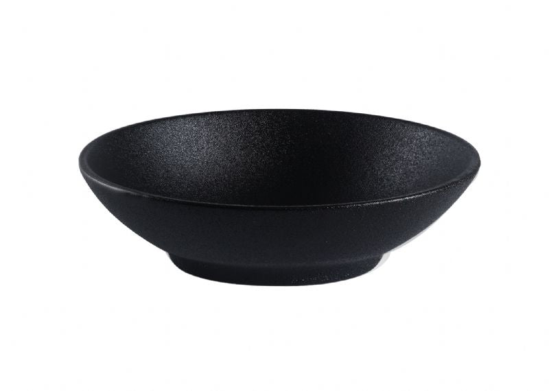 BK0010: 3.5" Round Dish 2 oz. Black Chinaware Top View