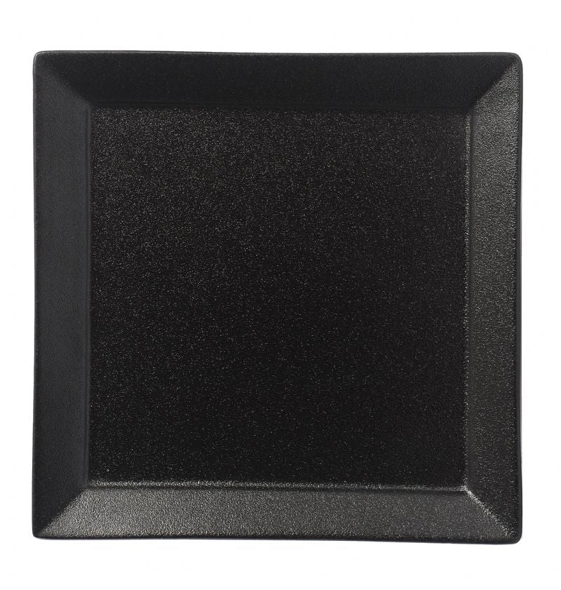 BK0020: 10.25" Square Rim Plate Black Chinaware Top View