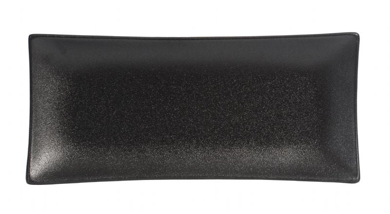 BK0040: 12 x 5.25" Rectangular Platter Black Chinaware Top View