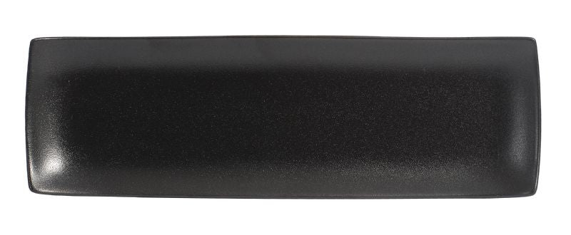 BK0042: 14 x 4.5" Rectangular Platter Black Chinaware Top View
