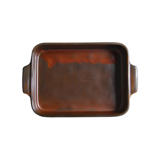 BK-0196 - 10 x 6.5'' Rect. Baking Dish W/Handle Lava 36 Oz.