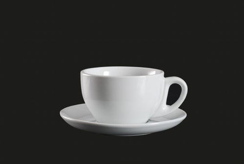 AW0075: Cappuccino Cup 12 oz. White Chinaware Top View