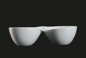 AW0212: 9" Appetizer 2 Case Dish White Chinaware Side View