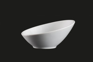 AW0250: 7" Slanted Bowl 12 oz. White Chinaware Top View