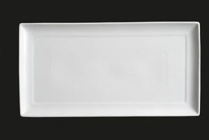 AW0278: 17 x 9" Rectangular Platter White Chinaware Top View