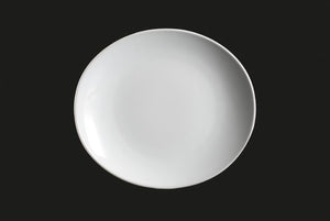 AW0301: 9" Oval Coupe Plate White Chinaware Top View