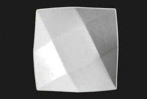 AW0314: 14" Square Shallow Plate White Chinaware Top View