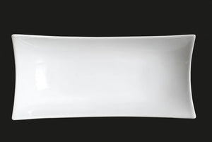 AW0324: 14.75 x 6.75" Rectangular Shallow Bowl 40 oz. White Chinaware Side View