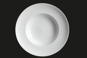 AW0454: 12" Wide Rim Pasta Plate White Chinaware Top View