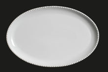 AW0750: 13" Oval Beaded Platter White Chinaware Top View