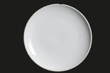 AW0758: 12" Round Beaded Plate White Chinaware Top View