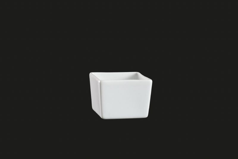 AW1791: 2.25" Square Dish 4 oz. White Chinaware Top View