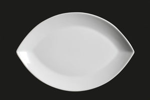 AW8030: 14 x 9.5" Oval Platter White Chinaware Top View