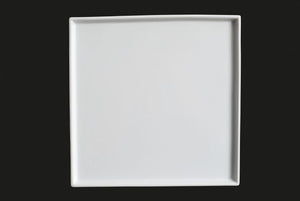 AW8528: 10" Stackable Square Plate White Chinaware Top View