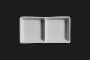 AW8644: 5.5 x 3" Dish 2 Section White Chinaware Top View