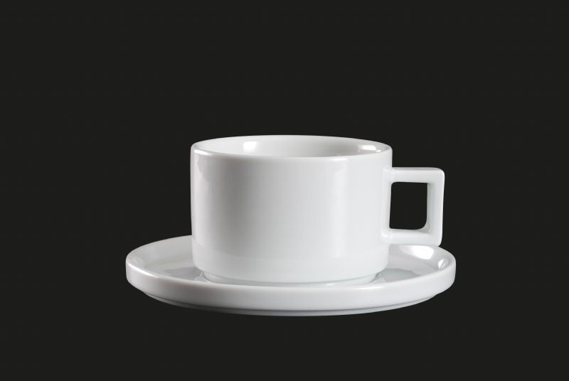 AW8704: Stackable Cup 8 oz. White Chinaware Top View