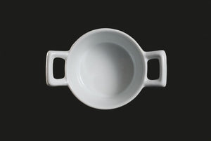 AW9071: 4" Round Baking Dish 7 oz. White Chinaware Top View