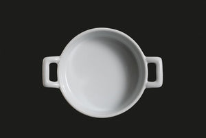 AW9073: 5" Round Baking Dish 10 oz. White Chinaware Top View