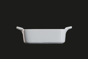 AW9084: 5" Square Baking Dish 14 oz. White Chinaware Side View