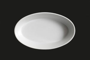 AW9132: 7.5 x 4.75" Stackable Oval Dish 14 oz. White Chinaware Top View