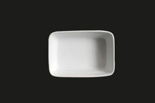 AW9138: 4.5 x 3.25" Stackable Rectangular Dish 6 oz. White Chinaware Top View