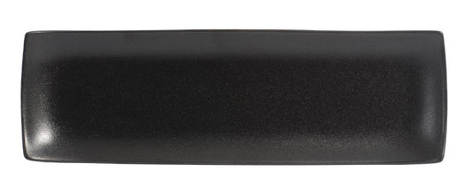 BK0042: 14 x 4.5" Rectangular Platter Black Chinaware Top View