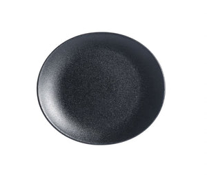 BK0072: Oval Plate 8.25 x 7.25" Black Chinaware Top View