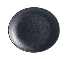 BK0074: Oval Plate 10 x 7.75" Black Chinaware Top View