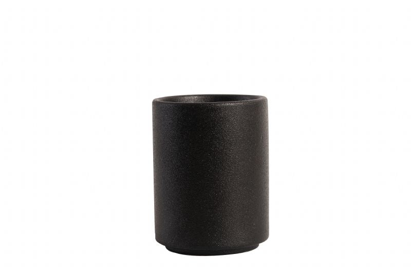 BK0144: Stackable Tea Cup 8 oz. Black Chinaware Top View