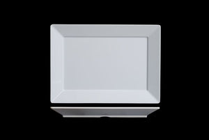 MM0014: 18.25 x 13" Rectangular Platter White Melamine Top View