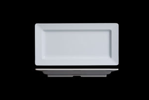 MM0020: 17.75 x 9" Deep Rectangular Platter White Melamine Top View