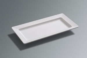 MM0021: 22 x 12.75" Deep Rectangular Platter White Melamine Side View