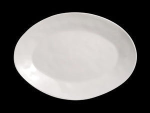MM0176: 20 x 14.5" Oval Deep Platter White Melamine Top View