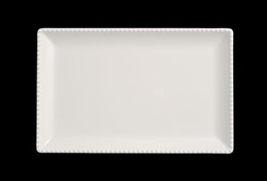 MM0202: 14 x 9" Beaded Rectangular Platter White Melamine Top View