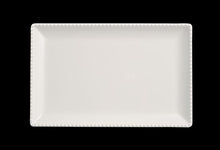 MM0204: 16 x 8" Beaded Rectangular Platter White Melamine Top View