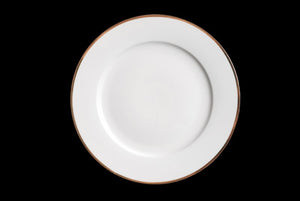 RF1030: 10.5" Gold Rim Dinner Plate White Top View
