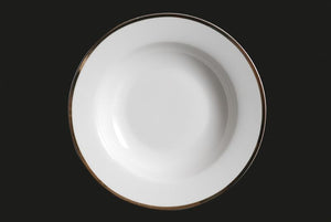 RF1031: 8.5" Gold Rim Soup Plate White Top View