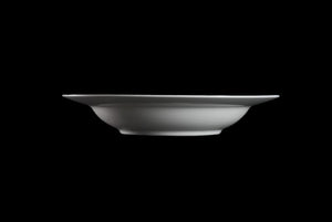 RF1031: 8.5" Gold Rim Soup Plate White Side View